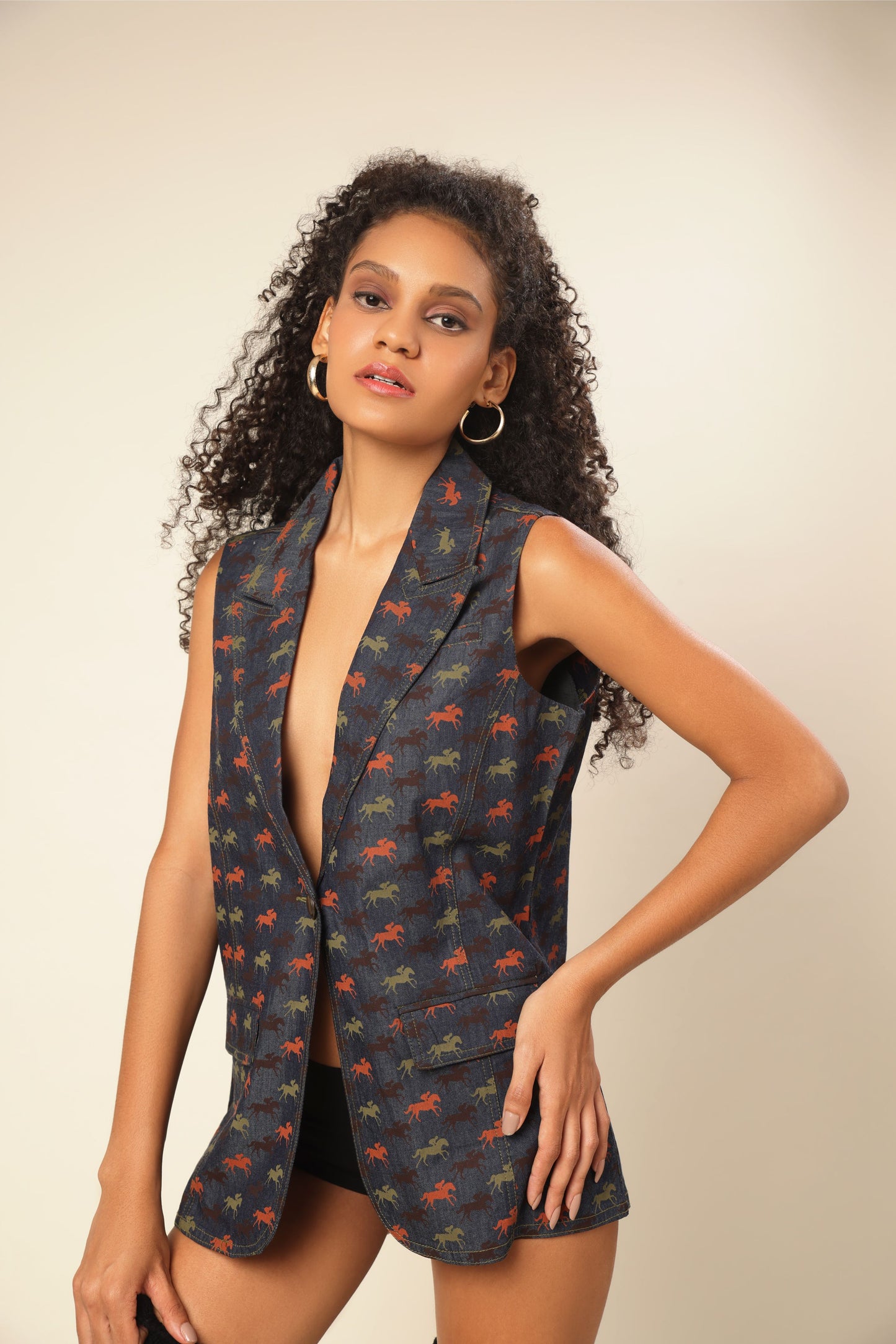 Print Fusion Vest Blazer