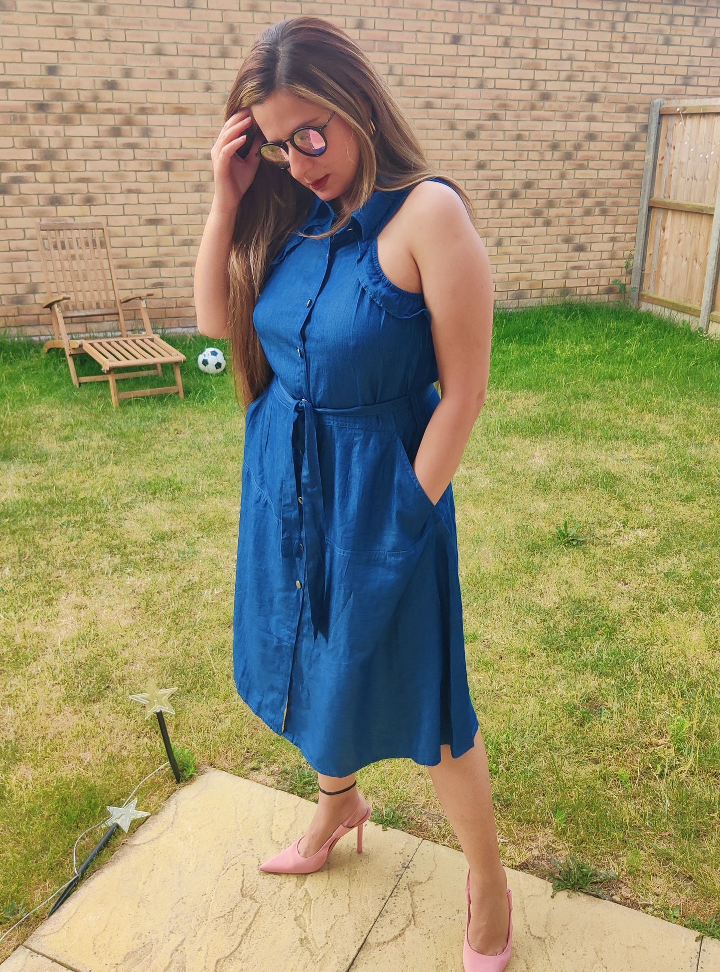 Tencel Denim Flared Collar Dress