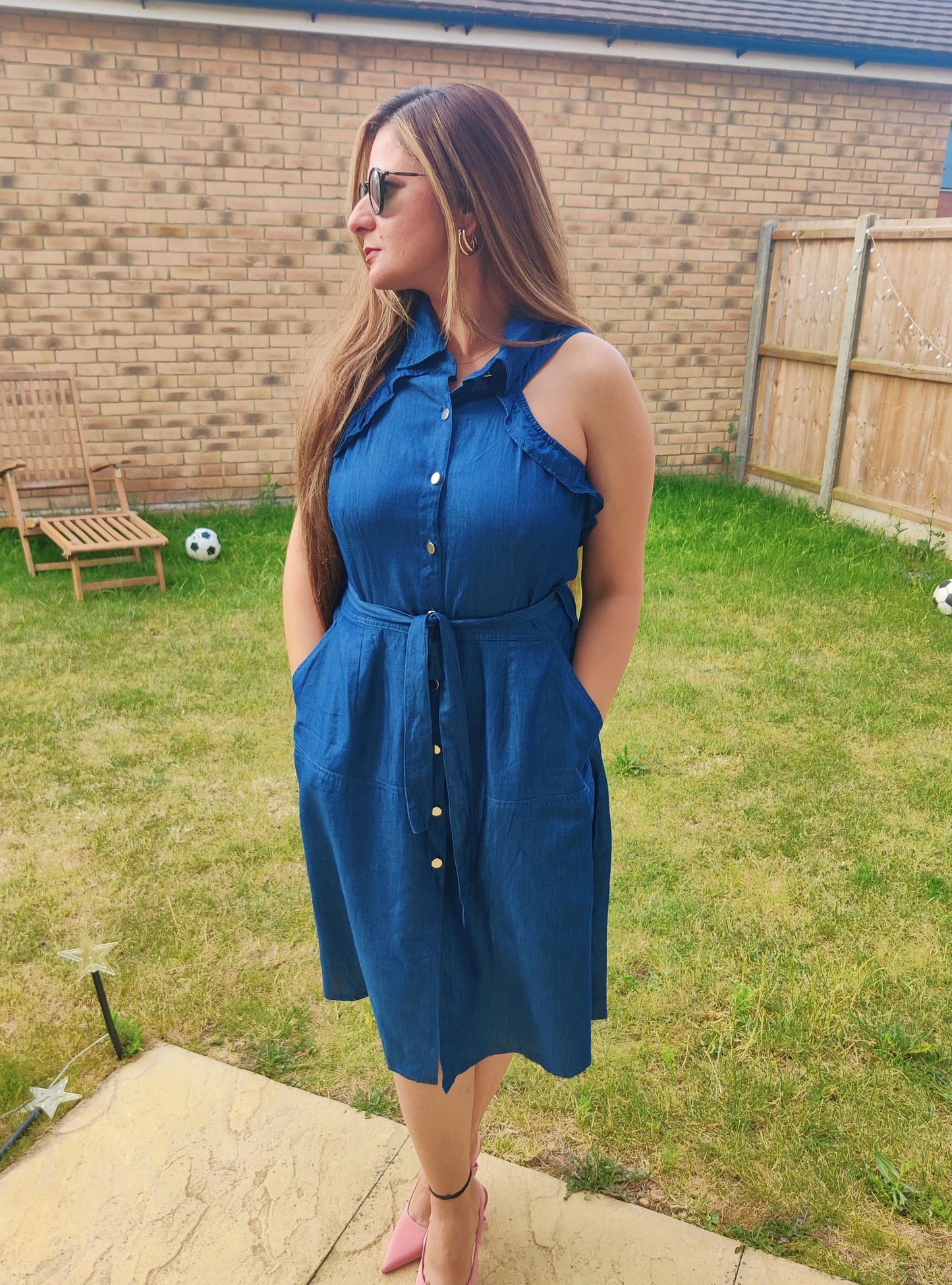 Tencel Denim Flared Collar Dress