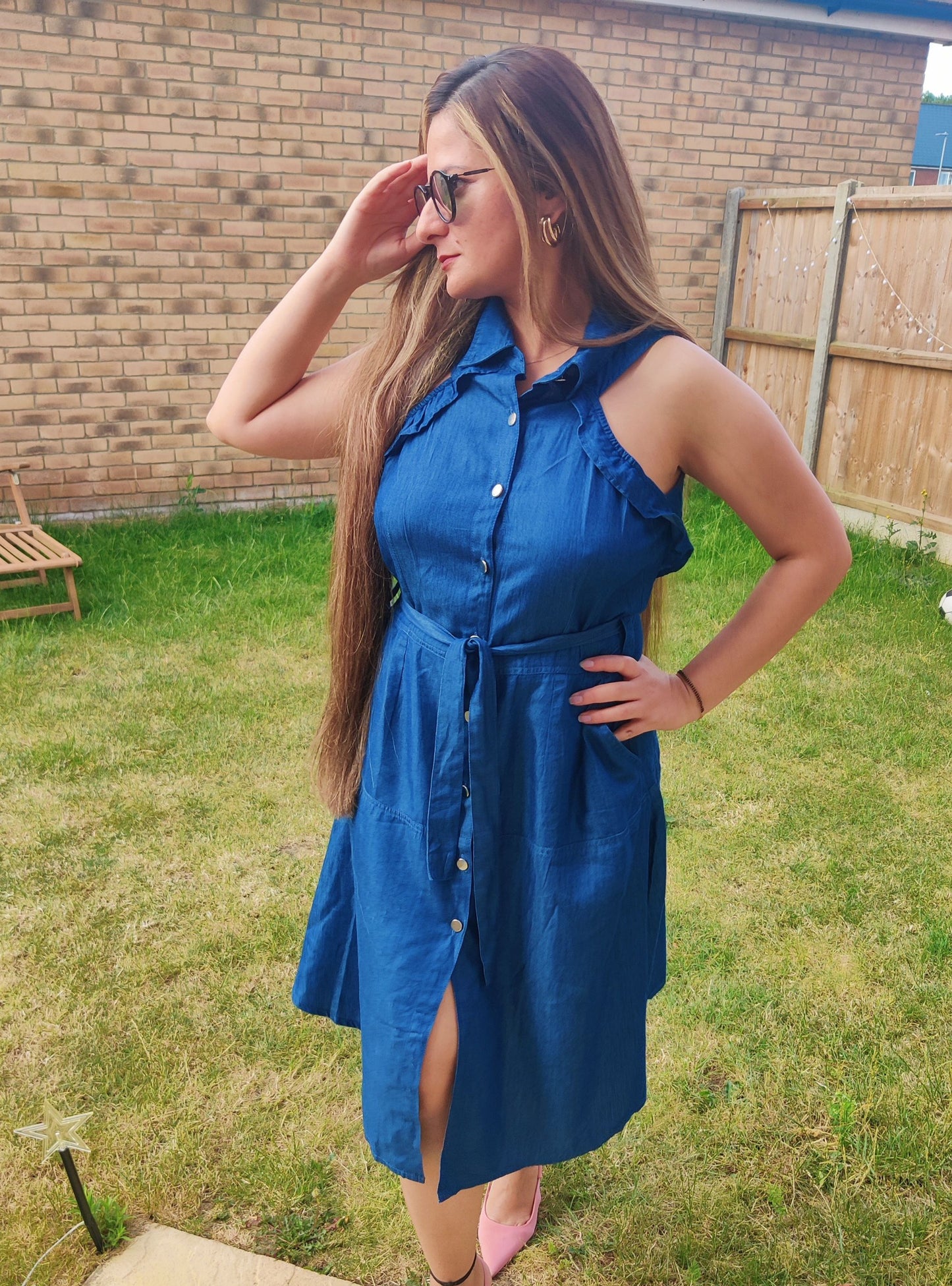 Tencel Denim Flared Collar Dress