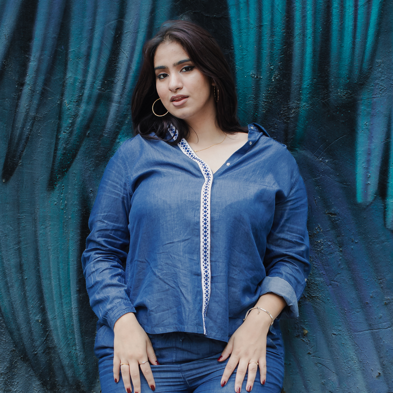 Cool summer Denim lace shirt