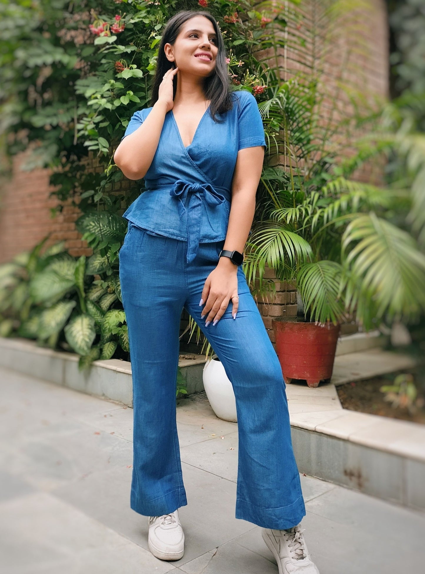 Tencel Denim Knotted Wrap Co-ord Set