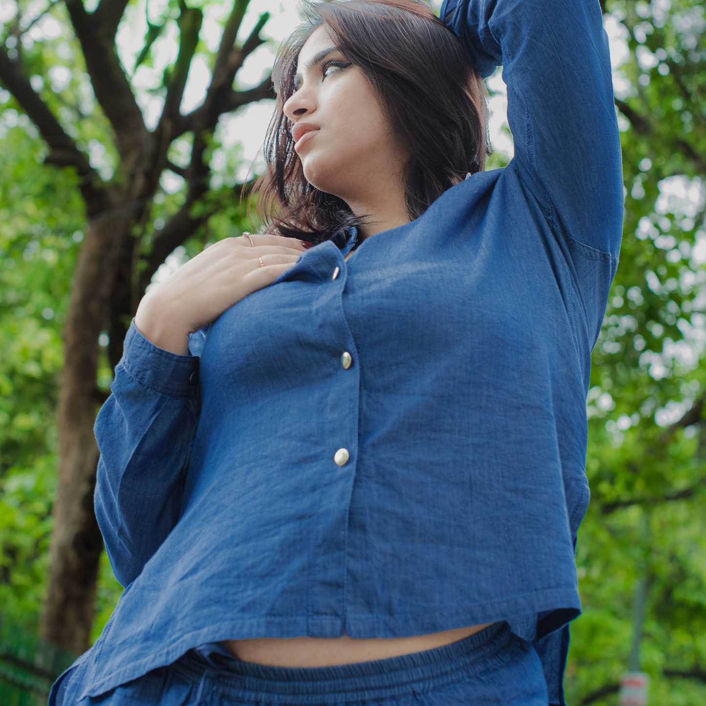 Luxury Soft Denim Lace Shirt
