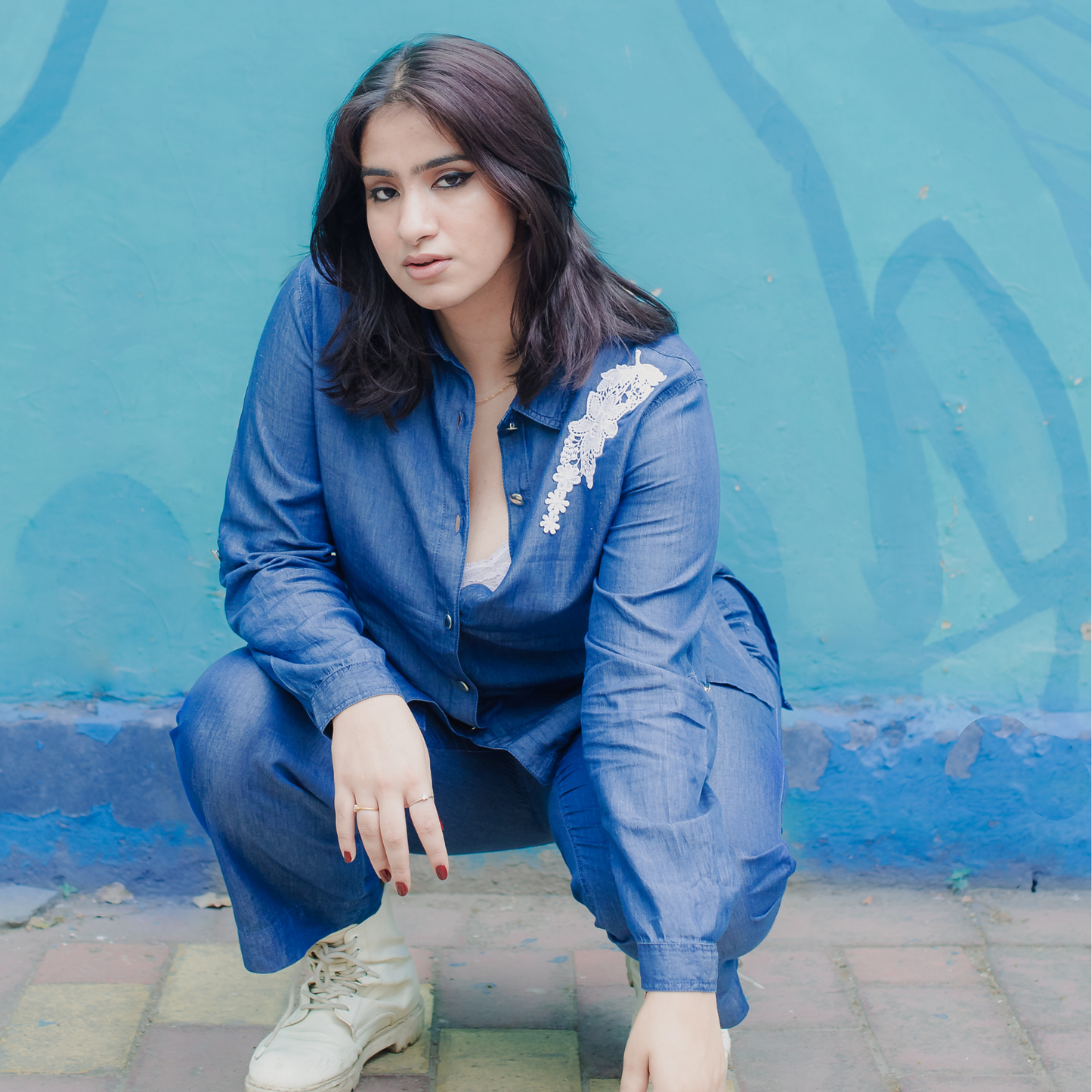 Luxury Soft Denim Lace Shirt