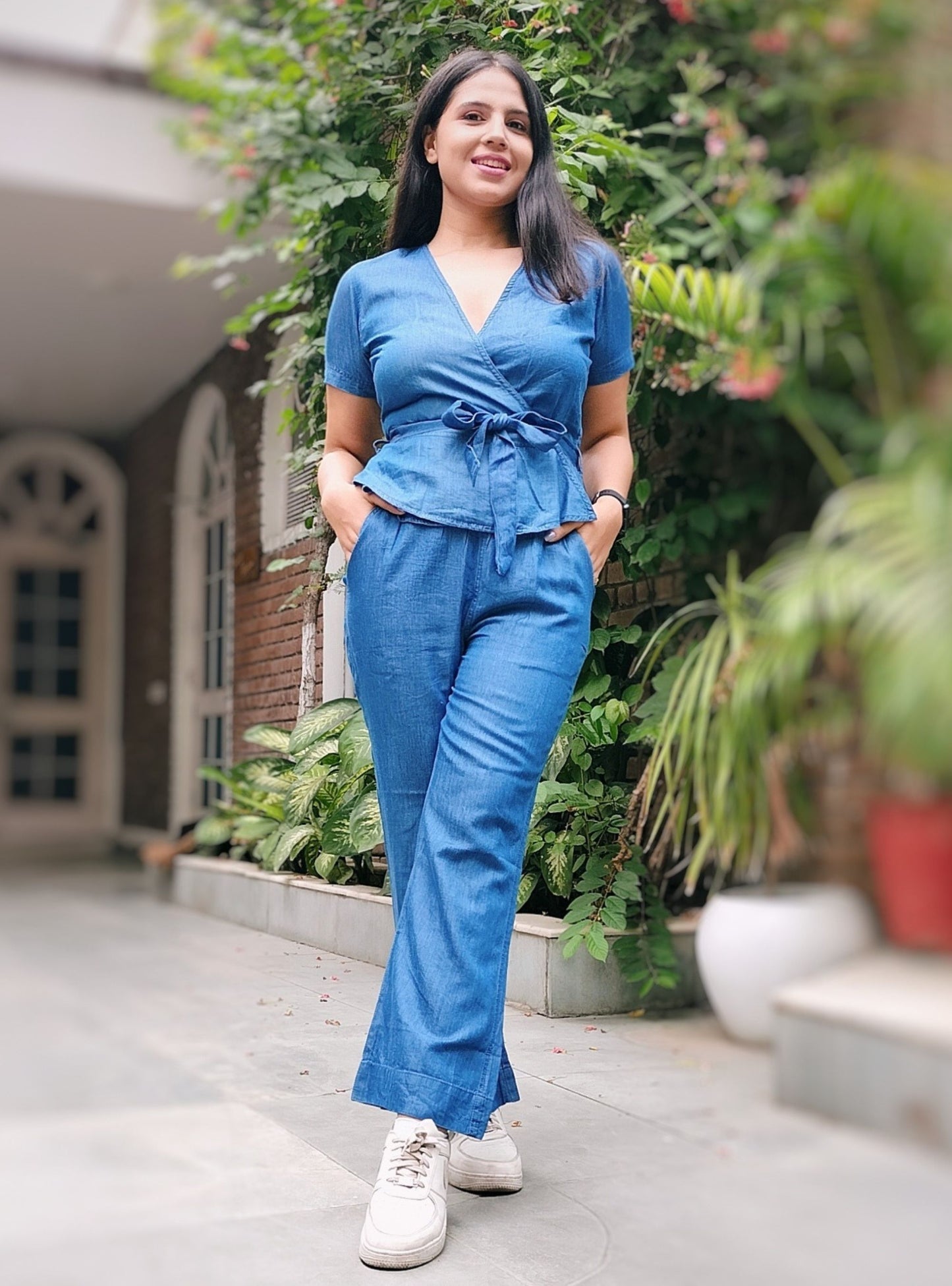 Tencel Denim Knotted Wrap Co-ord Set