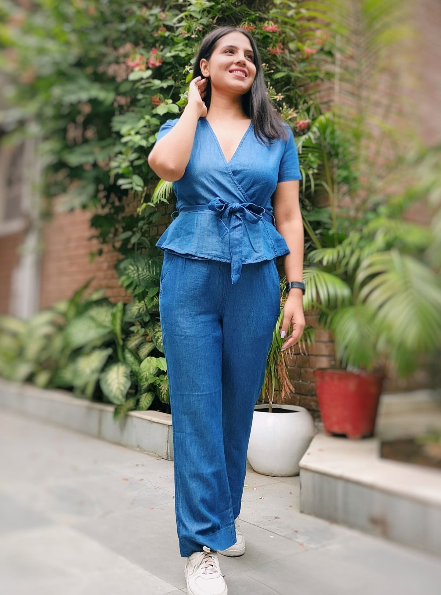 Tencel Denim Knotted Wrap Co-ord Set