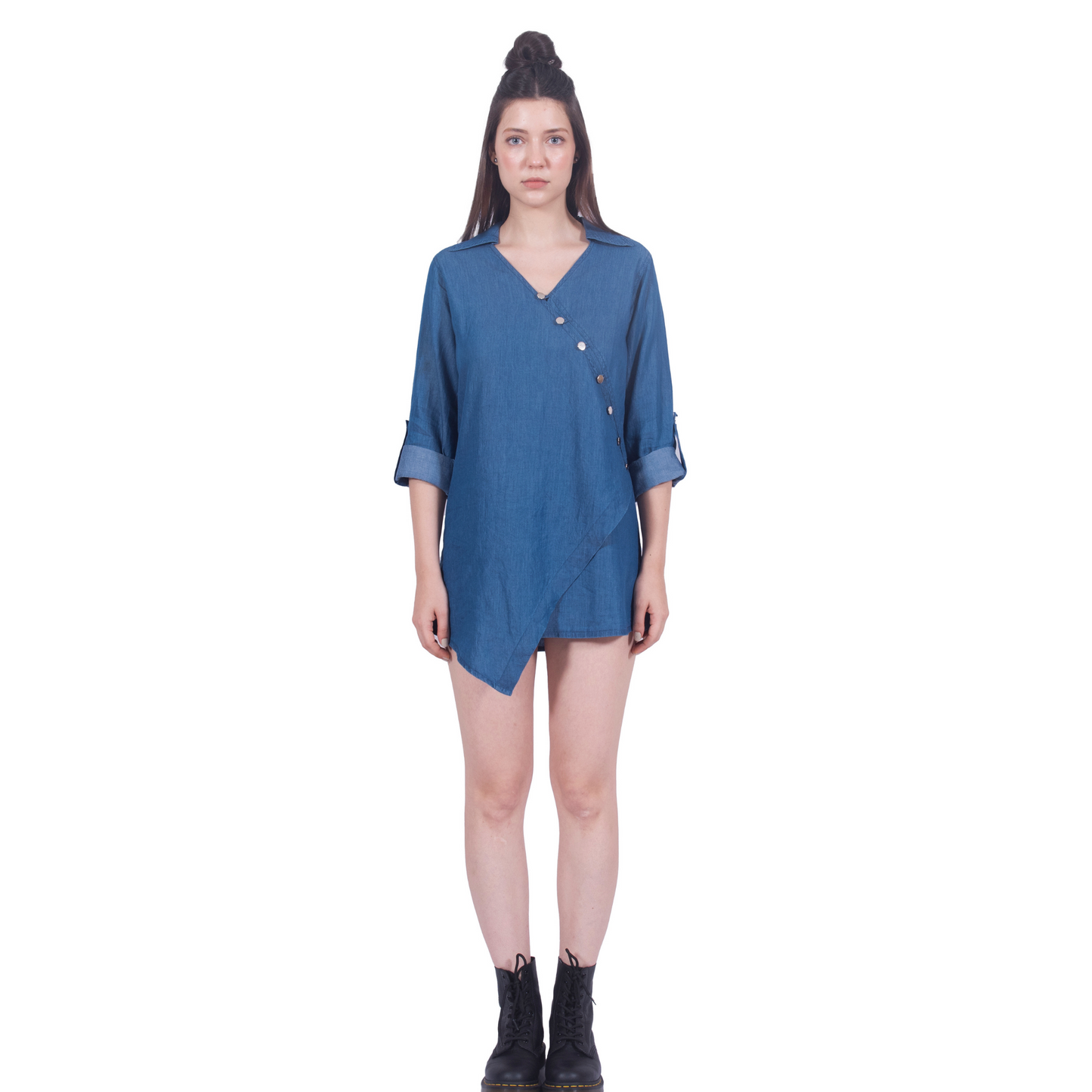 Tencel Denim V-Neck Wrap Sleep Shirt