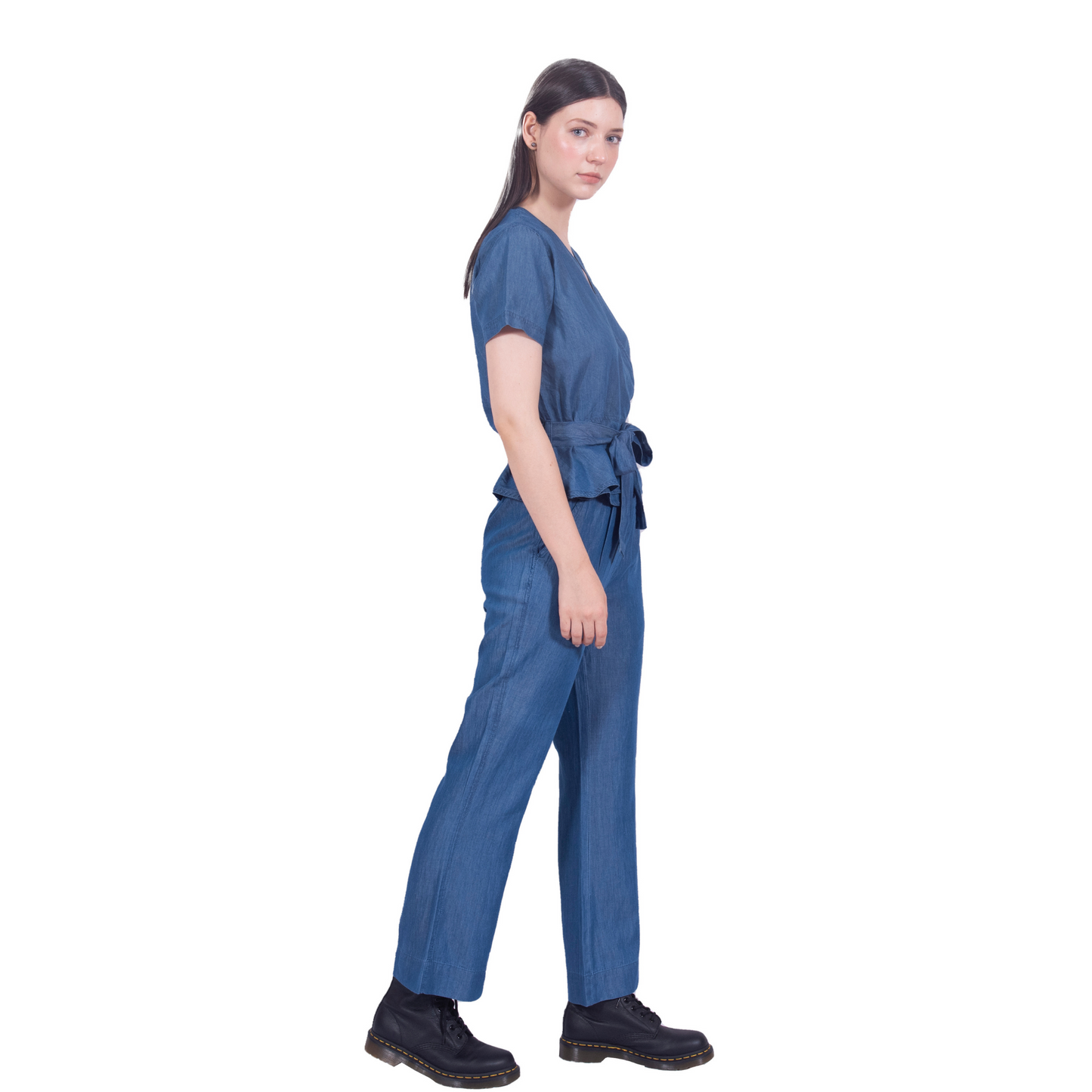 Tencel Denim Knotted Wrap Top