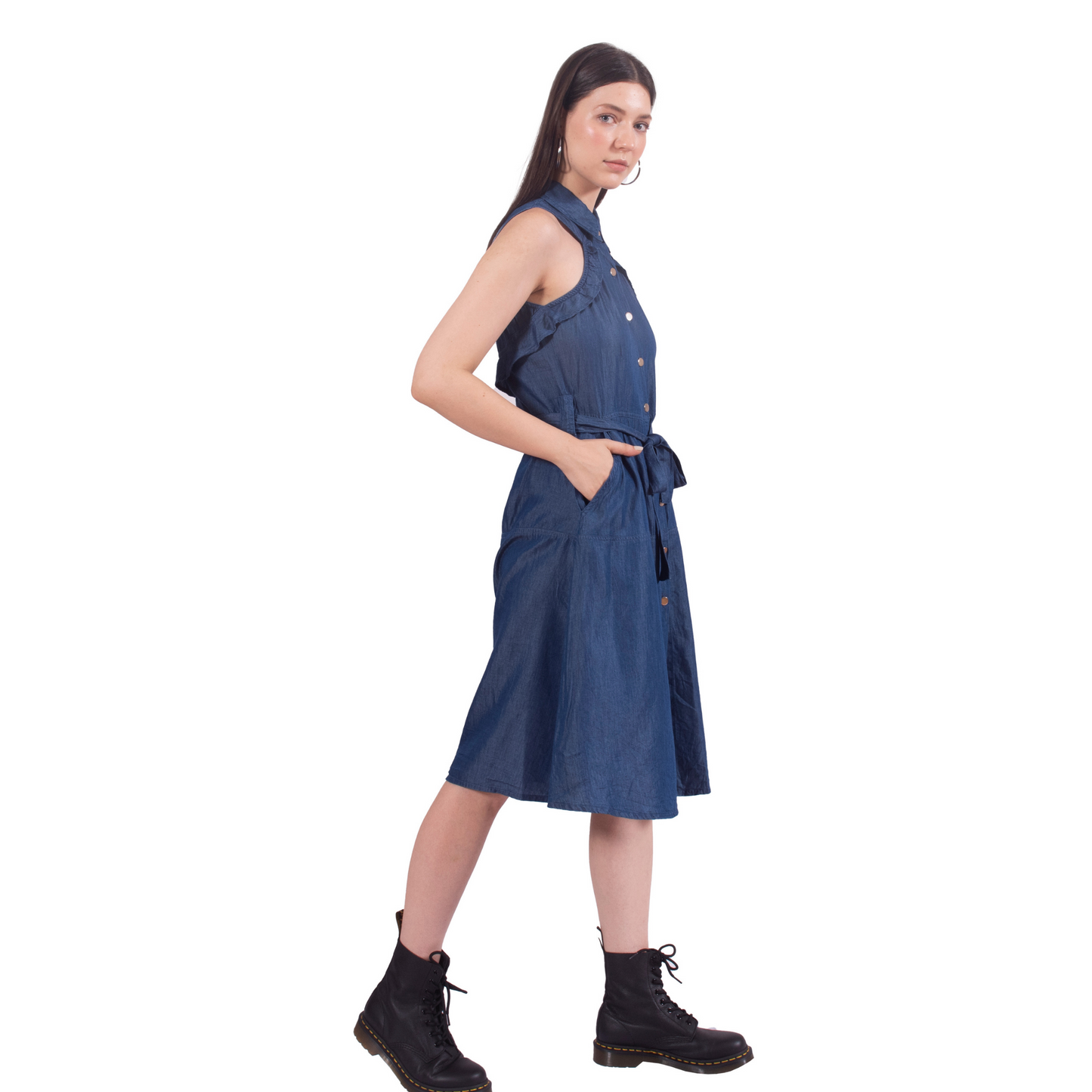 Tencel Denim Flared Collar Dress