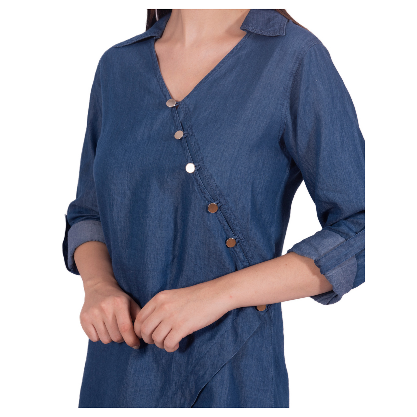 Tencel Denim V-Neck Wrap Sleep Shirt