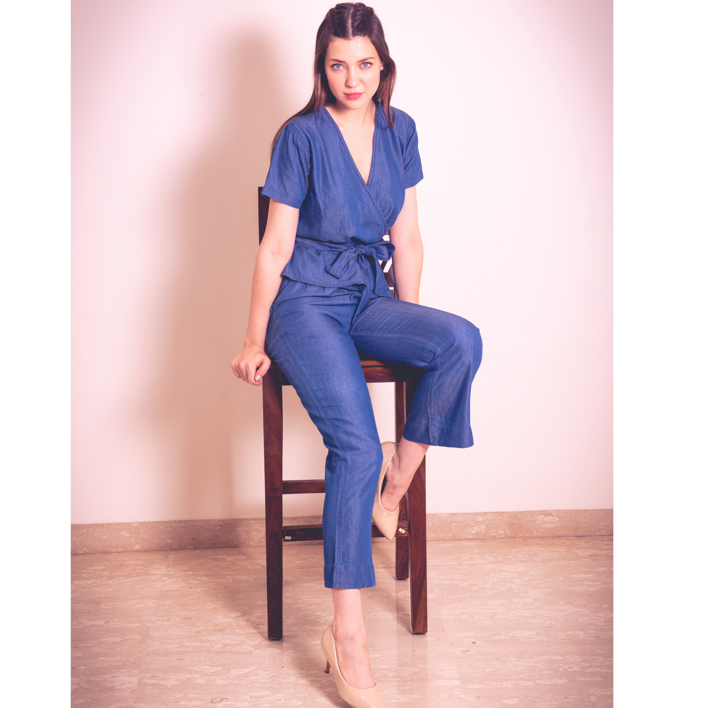 Tencel Denim Knotted Wrap Co-ord Set