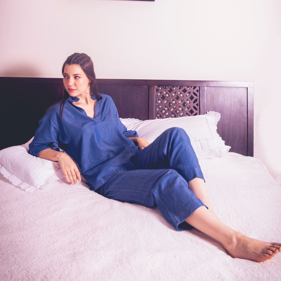 Tencel Denim Night Suit Co-ord Set
