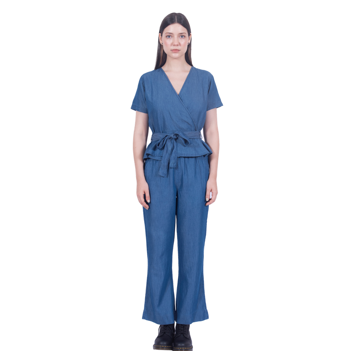 Tencel Denim Knotted Wrap Top