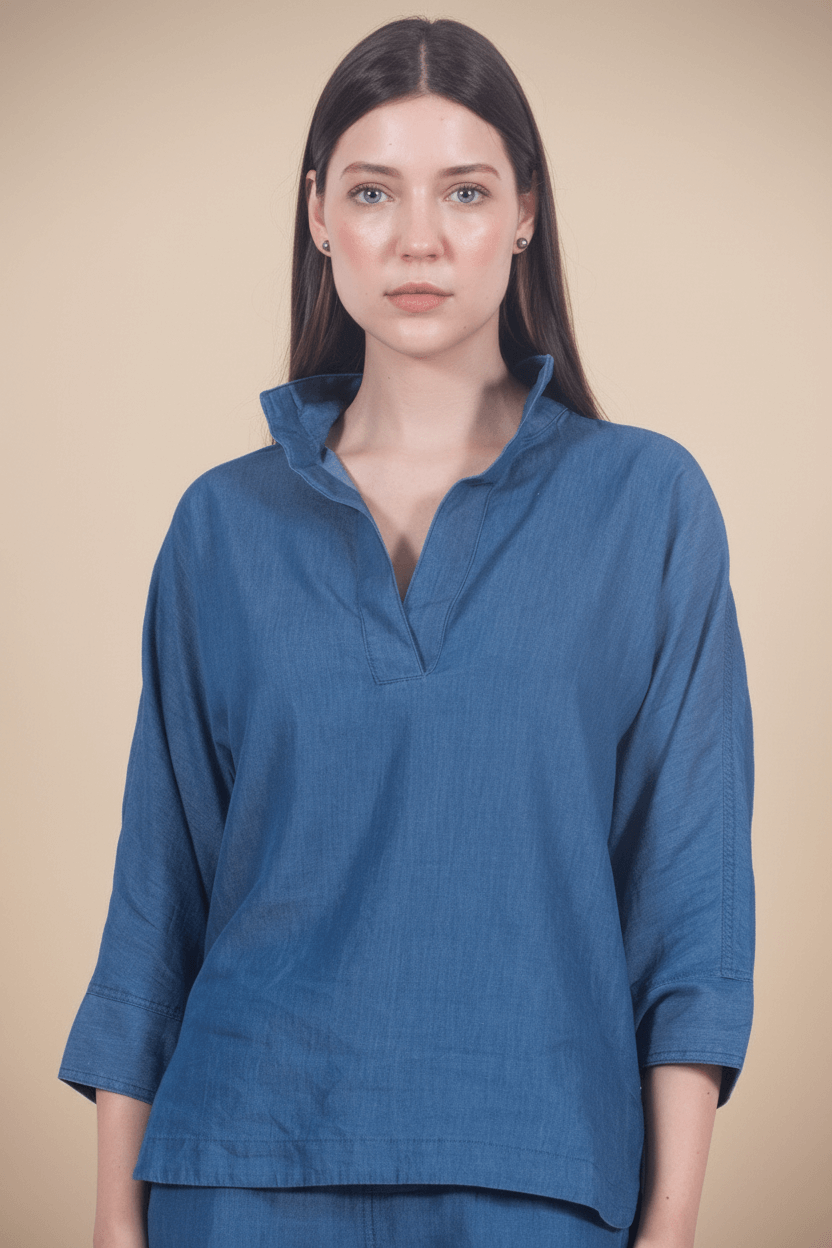 Loose Fit Tencel Denim Top