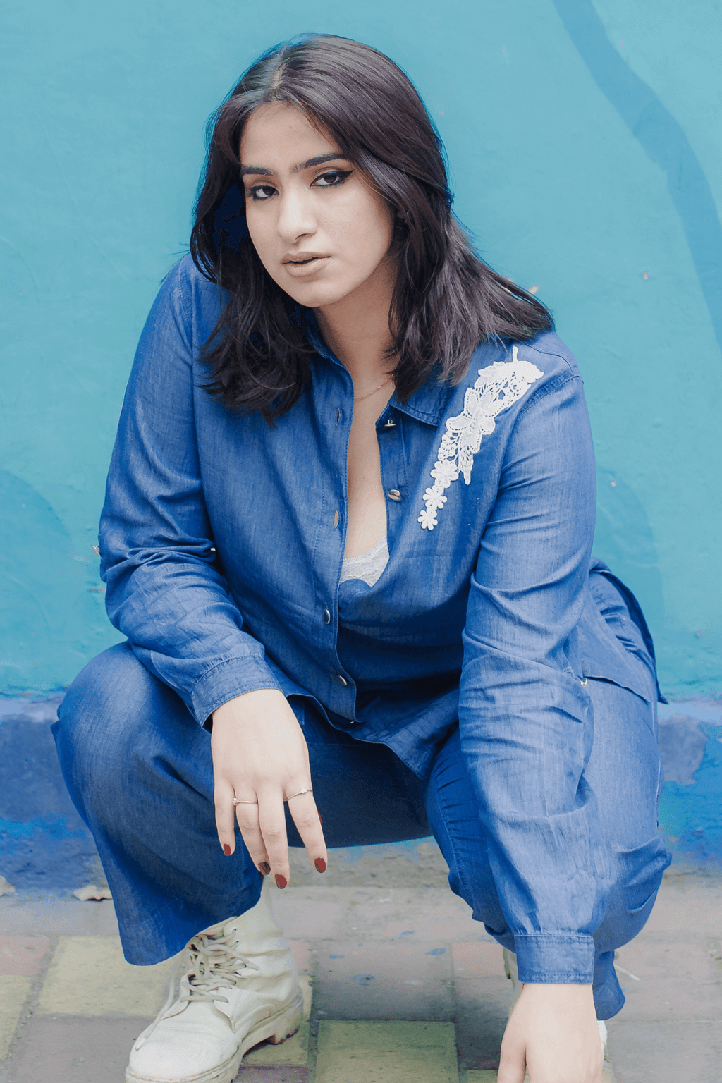 Luxury Soft Denim Lace Shirt