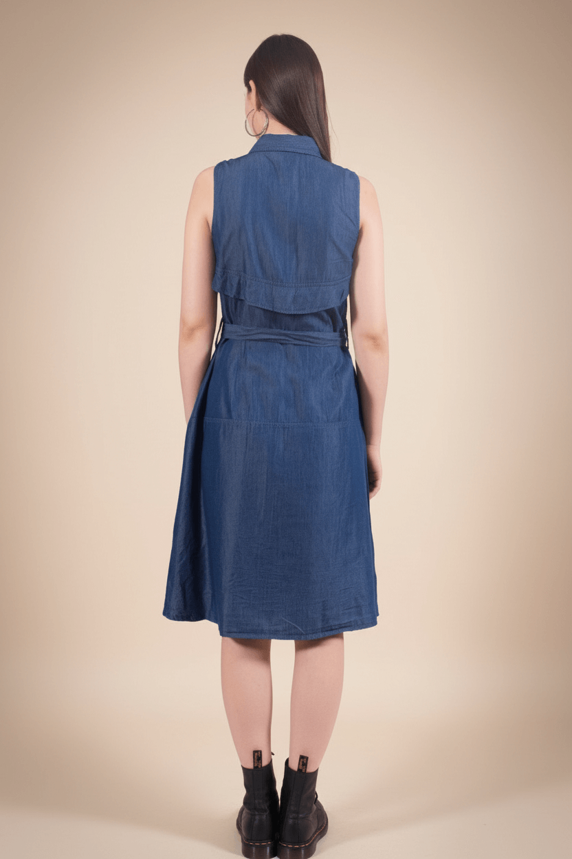 Tencel Denim Flared Collar Dress