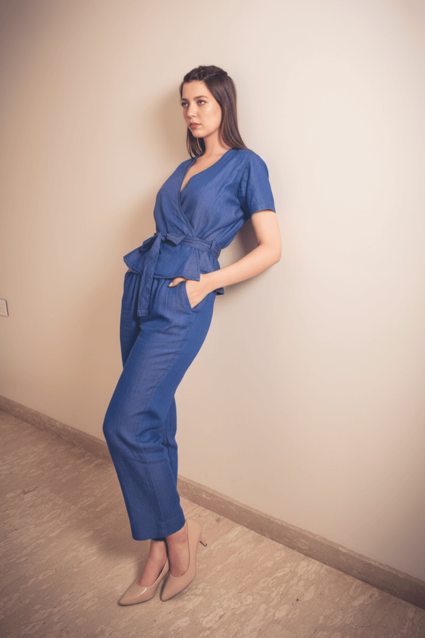 Tencel Denim Knotted Wrap Co-ord Set