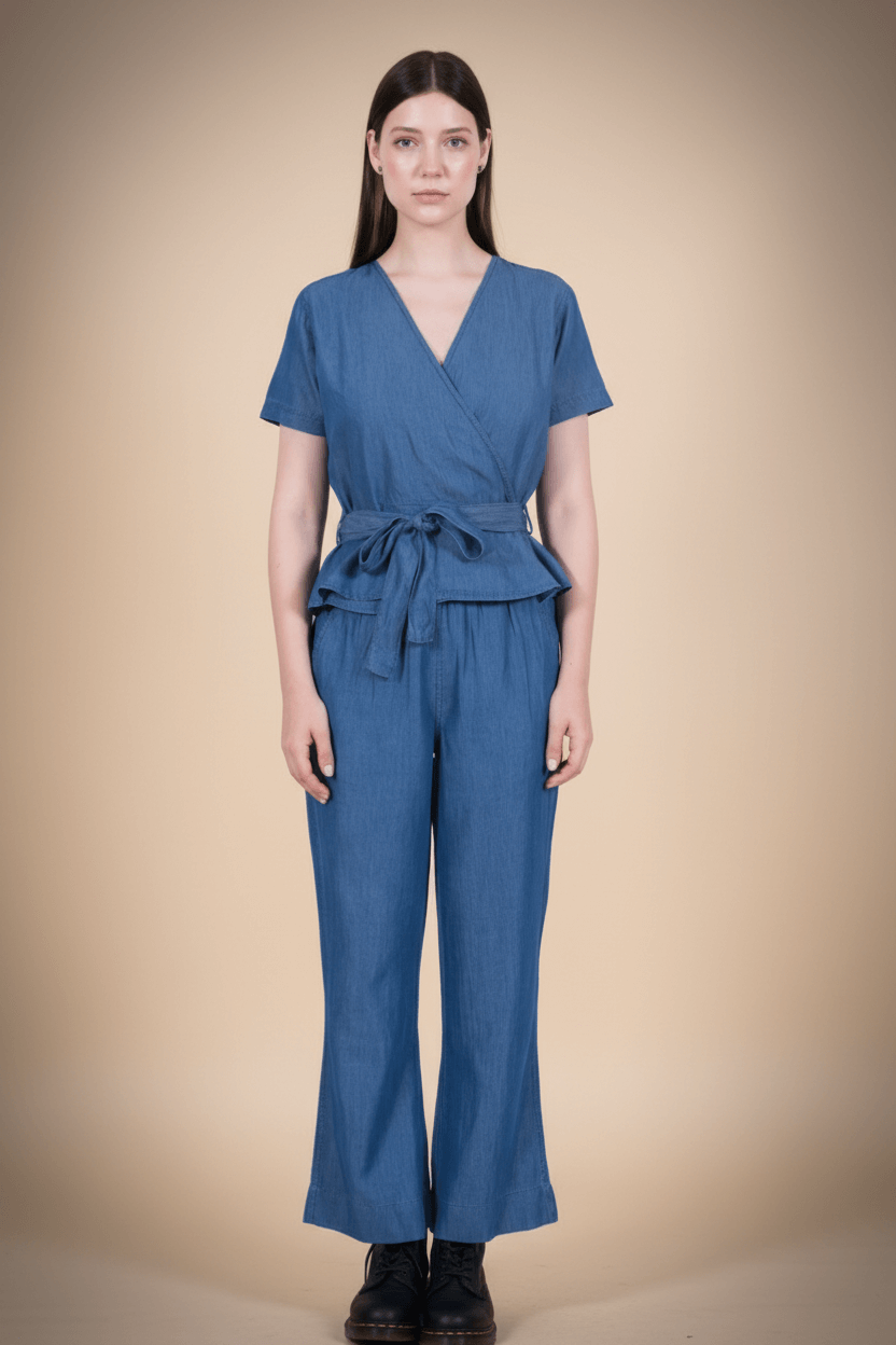 Tencel Denim Knotted Wrap Co-ord Set