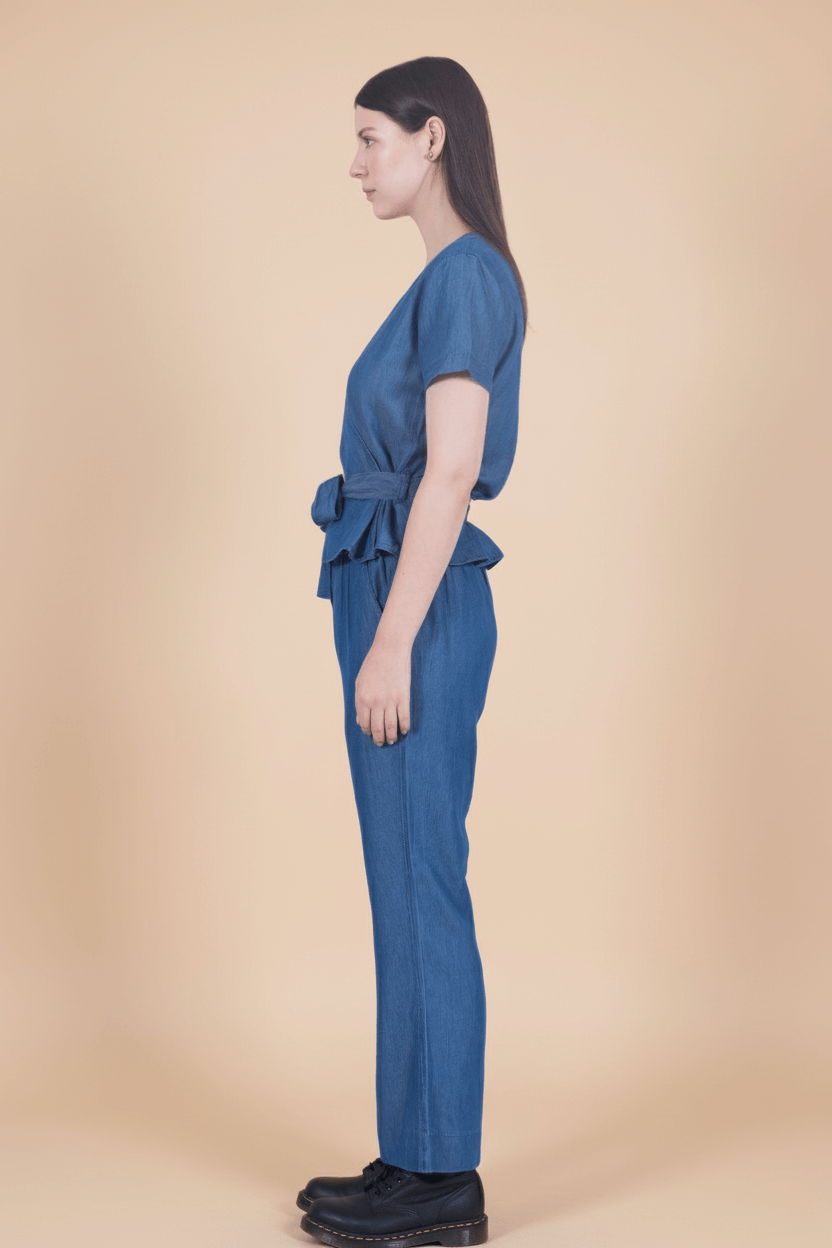 Tencel Denim Knotted Wrap Top